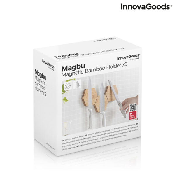 Бамбукови Магнитни Лепящи се Поставки Magbu InnovaGoods Опаковка от 3 единици