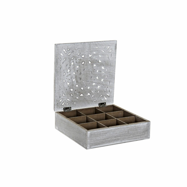 Кутия за Чай DKD Home Decor Естествен Бял Дървен MDF (23 x 23 x 7 cm)