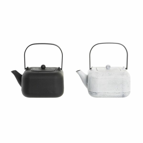 чайник DKD Home Decor Черен Неръждаема стомана Бял (1,2 L) (2 броя)