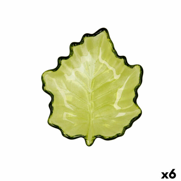 Поднос за аперитиви Quid Лист Зелен Cтъкло (14 x 14,5 cm) (Pack 6x)