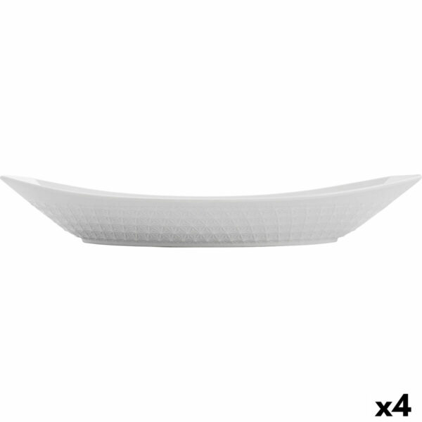 Поднос за сервиране Quid Gastro Керамика Бял (39,5 x 19 x 8 cm) (4 броя)