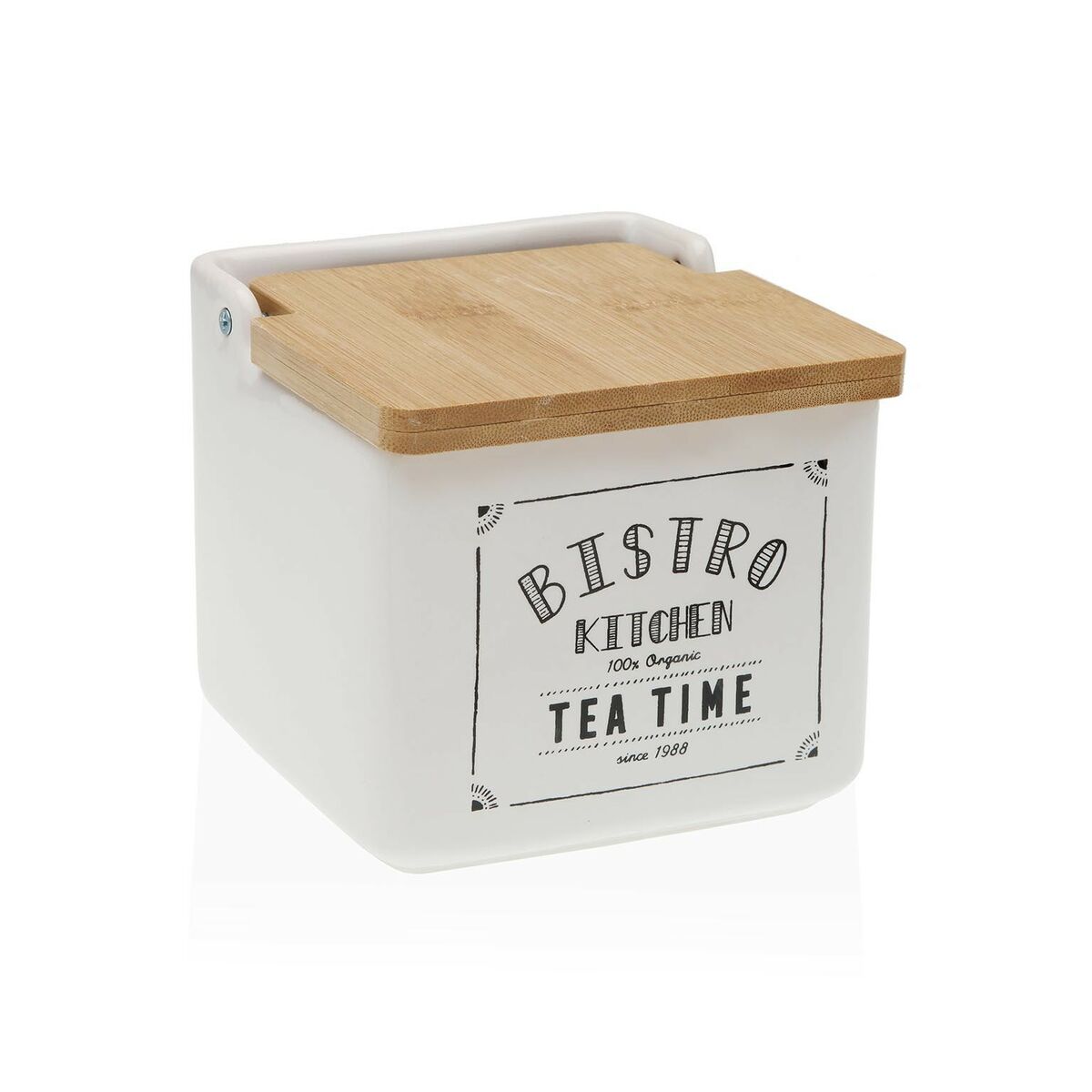 Кутия за Чай Versa Бял Дървен MDF 24 x 8 x 17 cm