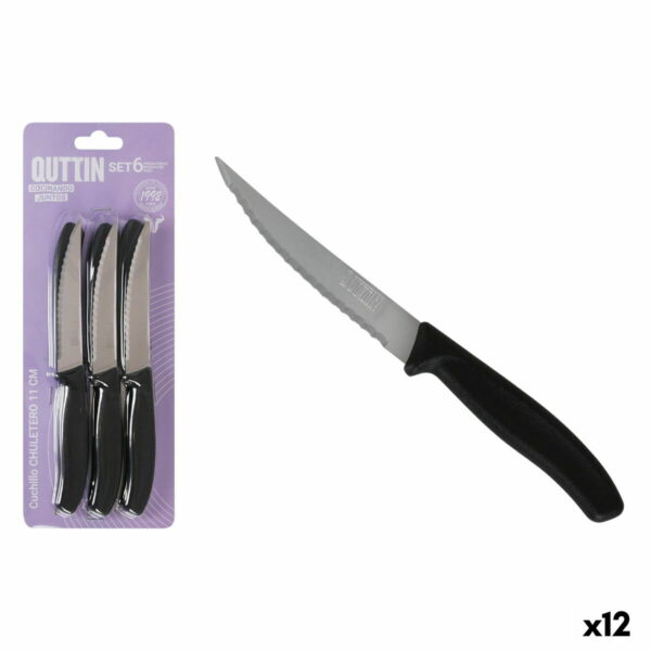 Комплект Ножове Quttin 11 cm Черен Сребрист 6 Части (12 броя)