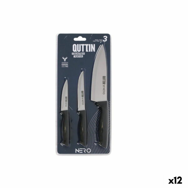 Комплект Ножове Quttin Nero Черен Сребрист 3 Части (12 броя)