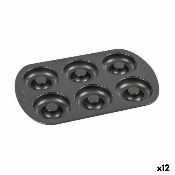 Форма за Печене Quttin Понички Въглеродна стомана Черен 32 x 21 x 2,3 cm (12 броя)