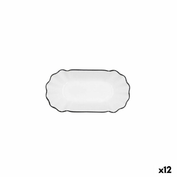 Поднос за аперитиви Quid Gastro Бял Черен Керамика 20,5 x 11 x 3,5 cm (12 броя)