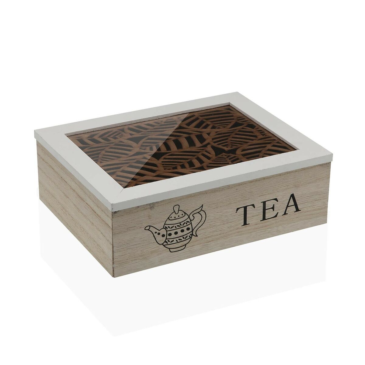 Кутия за Чай Versa сърца Дървен 17 x 7 x 24 cm