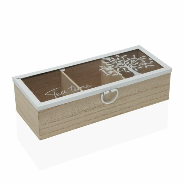 Кутия за Чай Versa Дърво Метал Дървен MDF 23,5 x 6 x 10 cm
