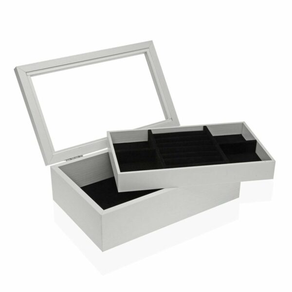 Кутия за бижута Versa Бял Дървен 15,4 x 8 x 20,4 cm
