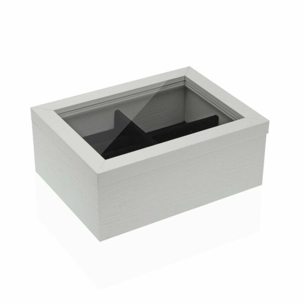 Кутия за бижута Versa Бял Дървен 17 x 9,5 x 27 cm
