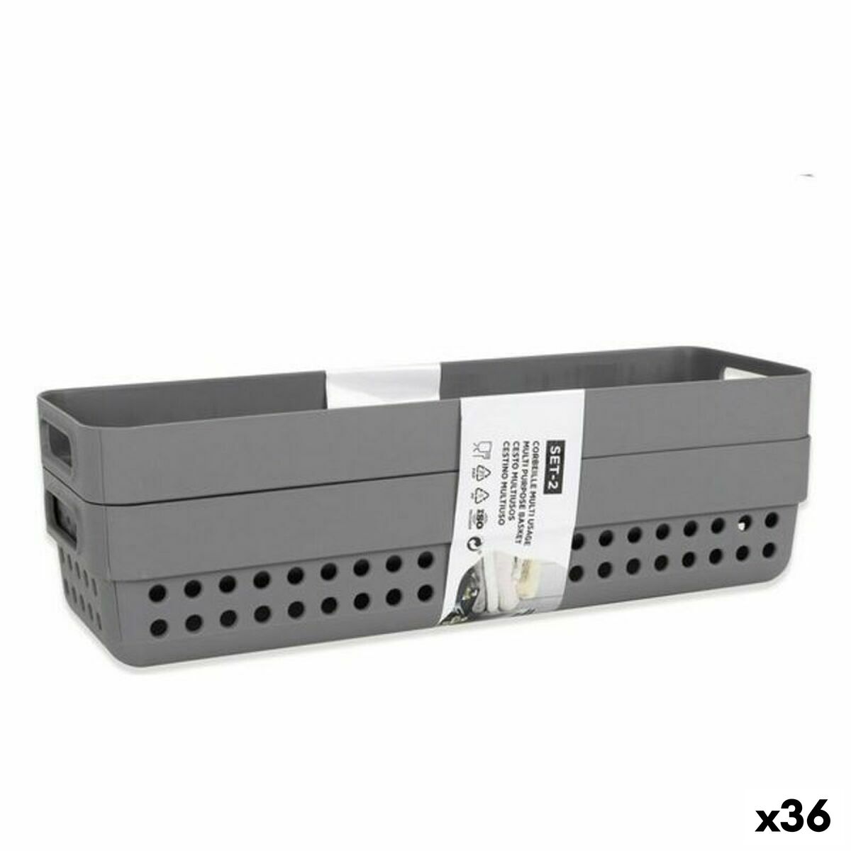 Кутия за Съхранение с Капак Bella Антрацит 28 x 17,9 x 11,2 cm (12 броя) (28 x 18 x 11 cm)