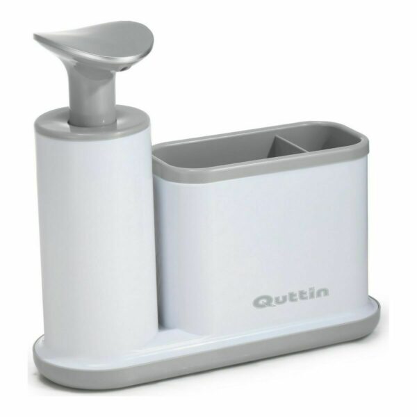 Дозатор за сапун 2 в 1 за мивка Quttin Бял Сив 21,5 x 8 x 20 cm (8 броя)