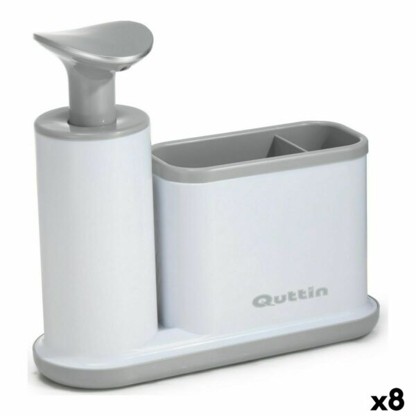 Дозатор за сапун 2 в 1 за мивка Quttin Бял Сив 21,5 x 8 x 20 cm (8 броя)