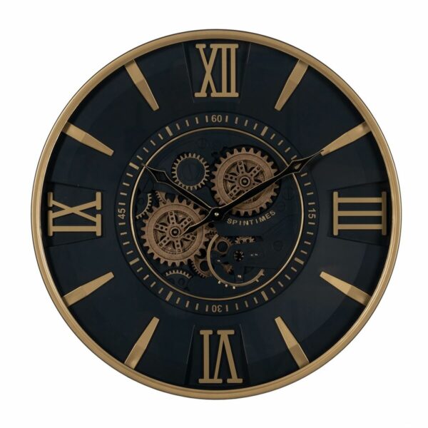 Стенен часовник Черен Златен Кристал Желязо 59 x 8,5 x 59 cm (3 броя)