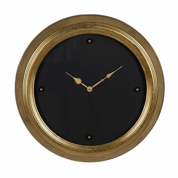 Стенен часовник Черен Златен PVC Кристал Желязо Дървен MDF 46 x 6 x 46 cm