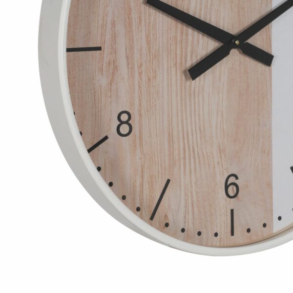 Стенен часовник Бял Естествен Дървен 60 x 60 x 5,5 cm