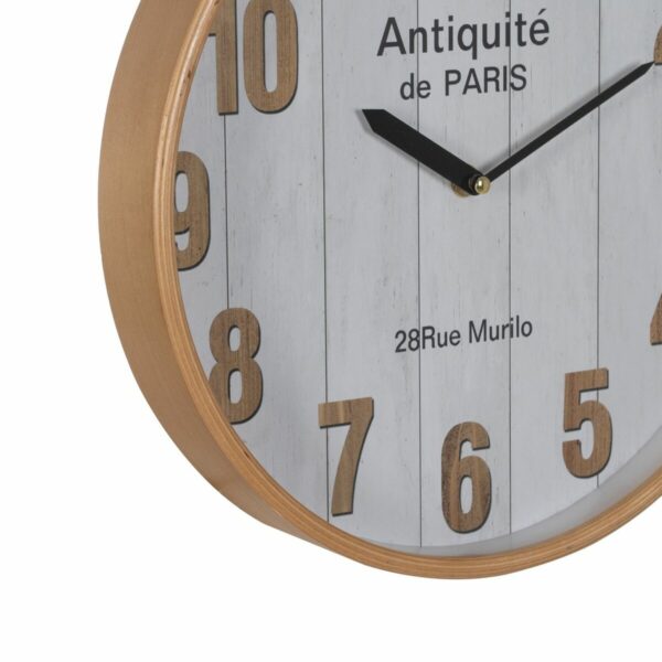 Стенен часовник Бял Естествен Дървен Кристал 32 x 32 x 4,5 cm