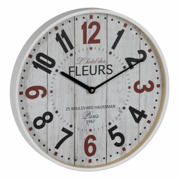 Стенен часовник Бял Дървен Кристал 40 x 40 x 4,5 cm