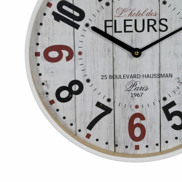 Стенен часовник Бял Дървен Кристал 40 x 40 x 4,5 cm