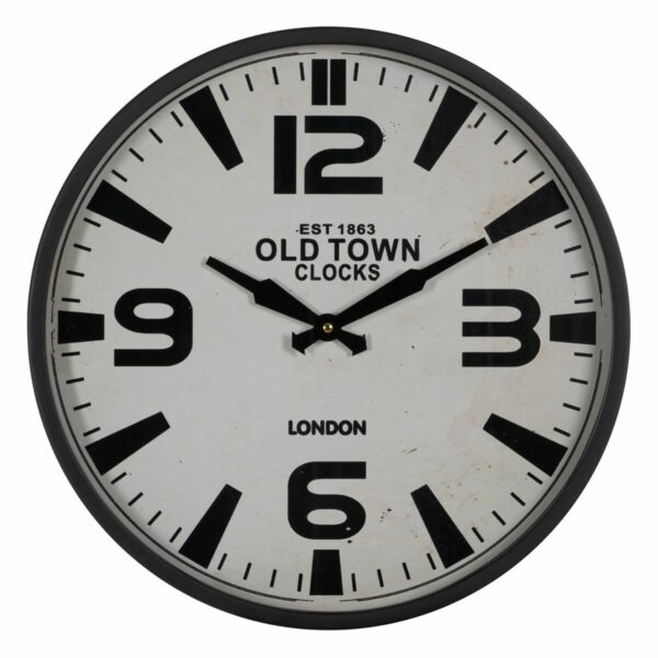 Стенен часовник Бял Черен Желязо 46 x 46 x 6 cm