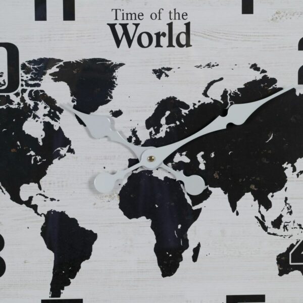 Стенен часовник Карта на Света Бял Черен Желязо 70 x 70 x 6,5 cm