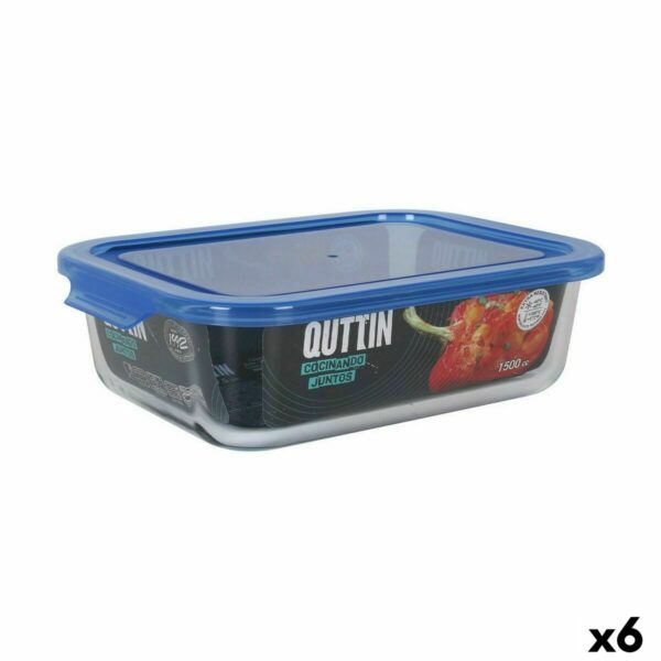 Правоъгълна Кутия за Обяд с Капак Quttin Син Квадратен 23 x 17,5 x 7 cm (6 броя)