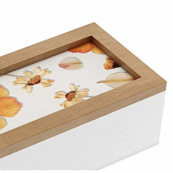 Декоративна кутия Versa Листенца Дървен MDF 9 x 6 x 24 cm