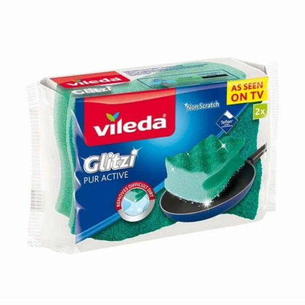 Почистваща подложка Vileda Glitzi Pur Active Зелен Полиуретан 60 x 4 x 90 cm (2 броя)