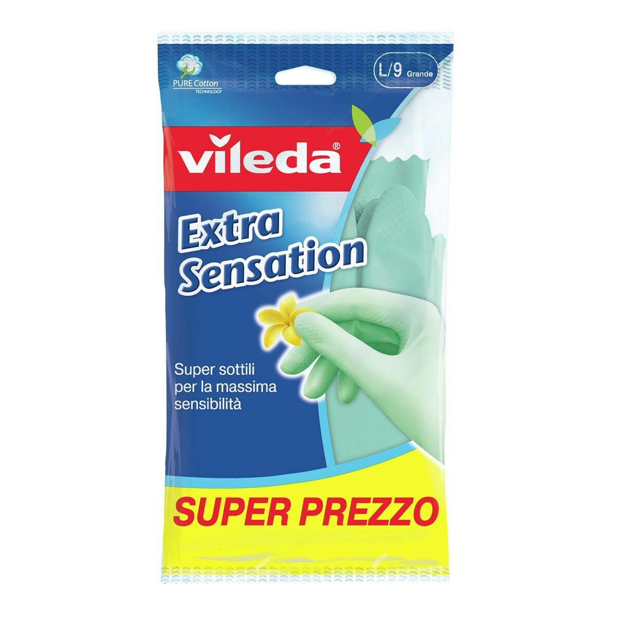 Ръкавици за Еднократна Употреба Vileda 167395 L Зелен Памук Латекс