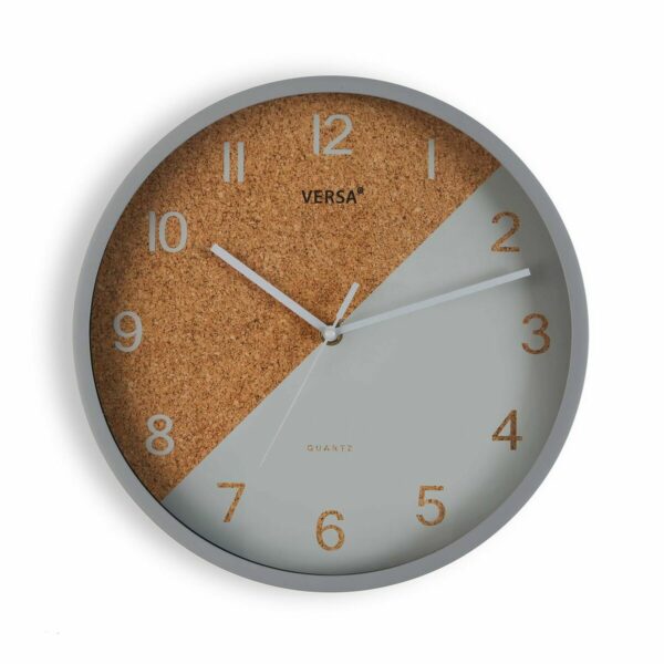 Стенен часовник Versa Cork Сив Пластмаса 4,5 x 30 x 30 cm