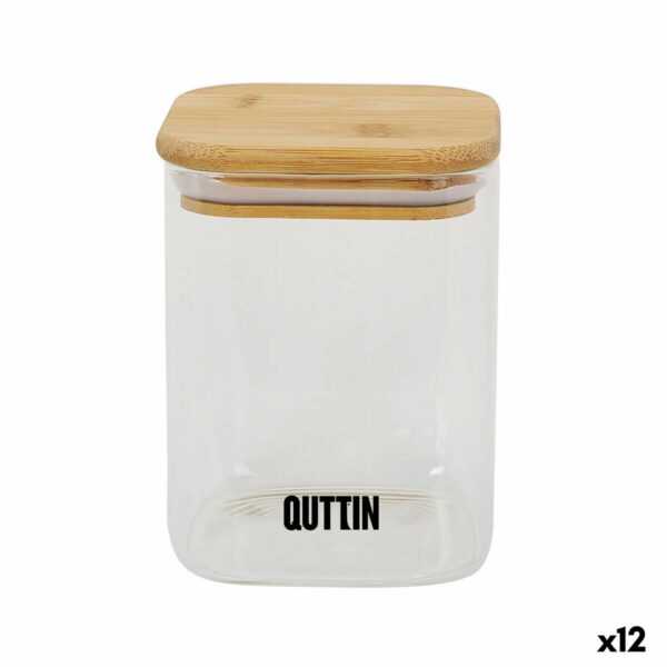 Контейнер за Съхранение на Храни Quttin Бамбук Боросиликатно Стъкло Квадратек 480 ml (12 броя)
