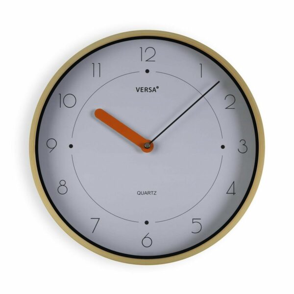 Стенен часовник Versa Бял Кафяв Пластмаса Кварц 4 x 30 x 30 cm