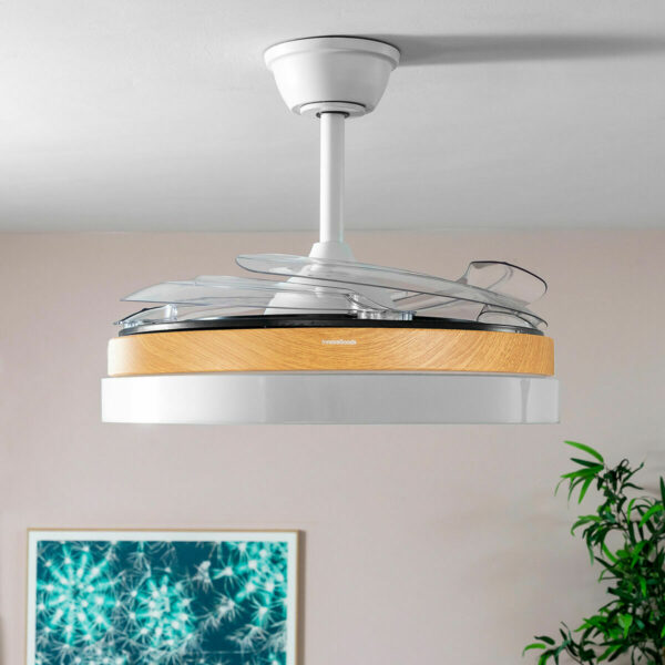 Вентилатор за Таван с LED Светлина и 4 Прибиращи се Перки Blalefan InnovaGoods Дървен 72 W